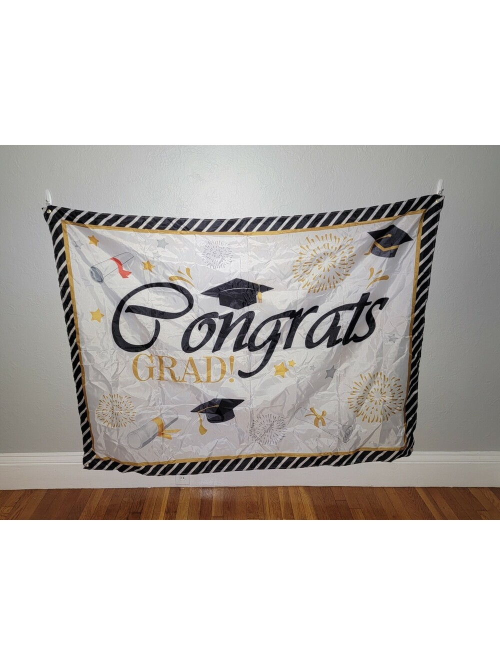 Congratulations Giant white Banner with classmates signature pens class school
